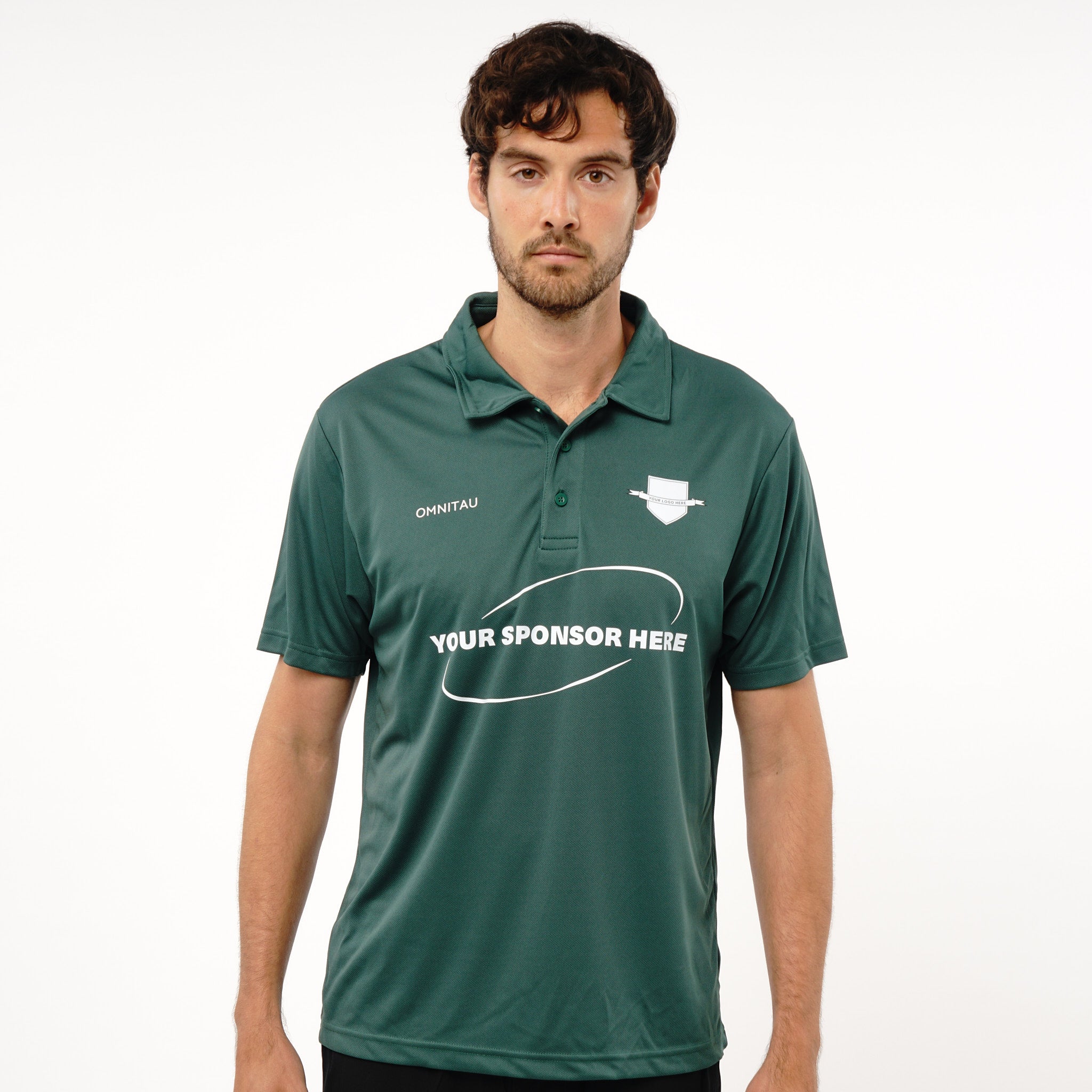 Omnitau Men's Core Football Polo Neck Shirt Bottle Green