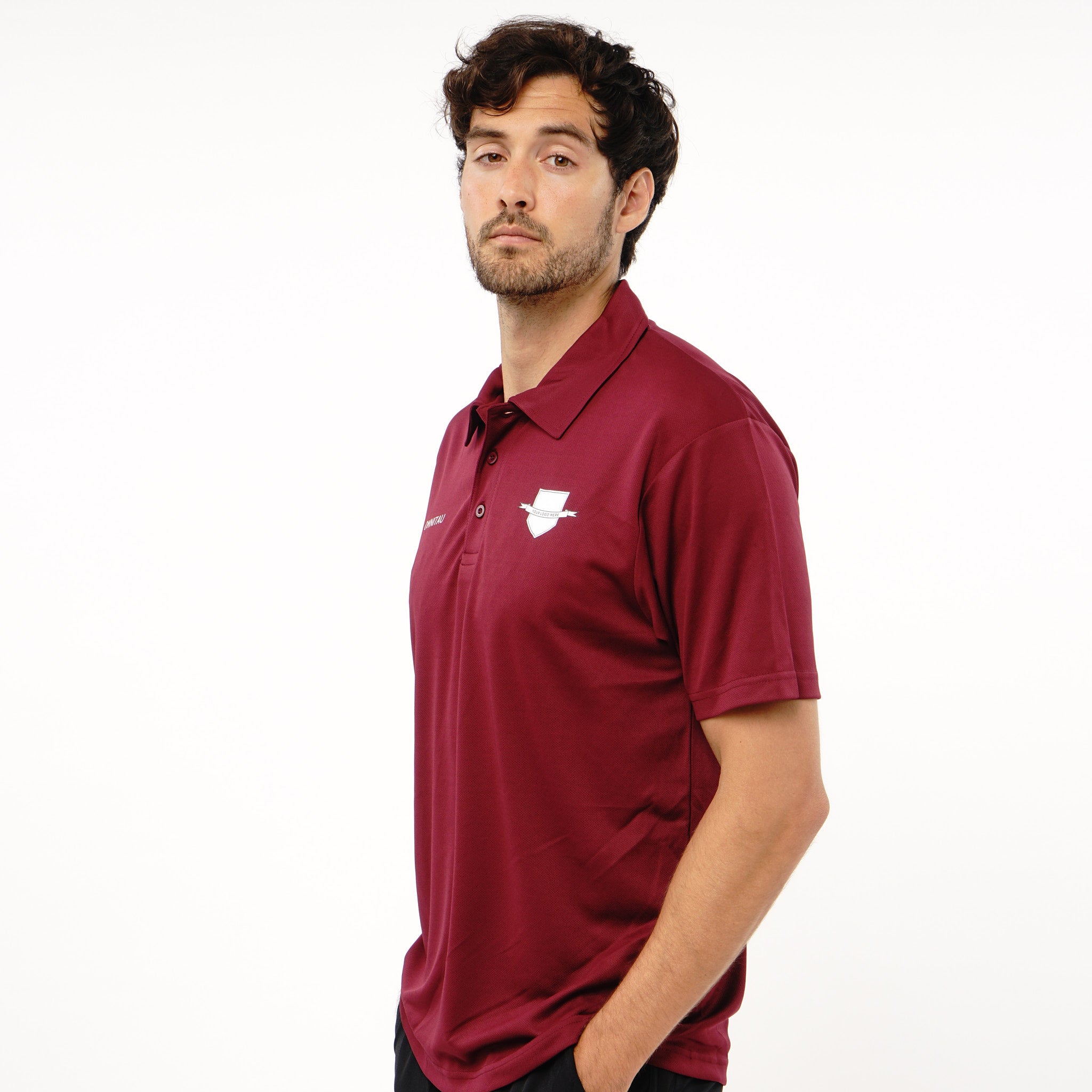 Omnitau Men's Core Polo Neck Hockey Shirt - Burgundy