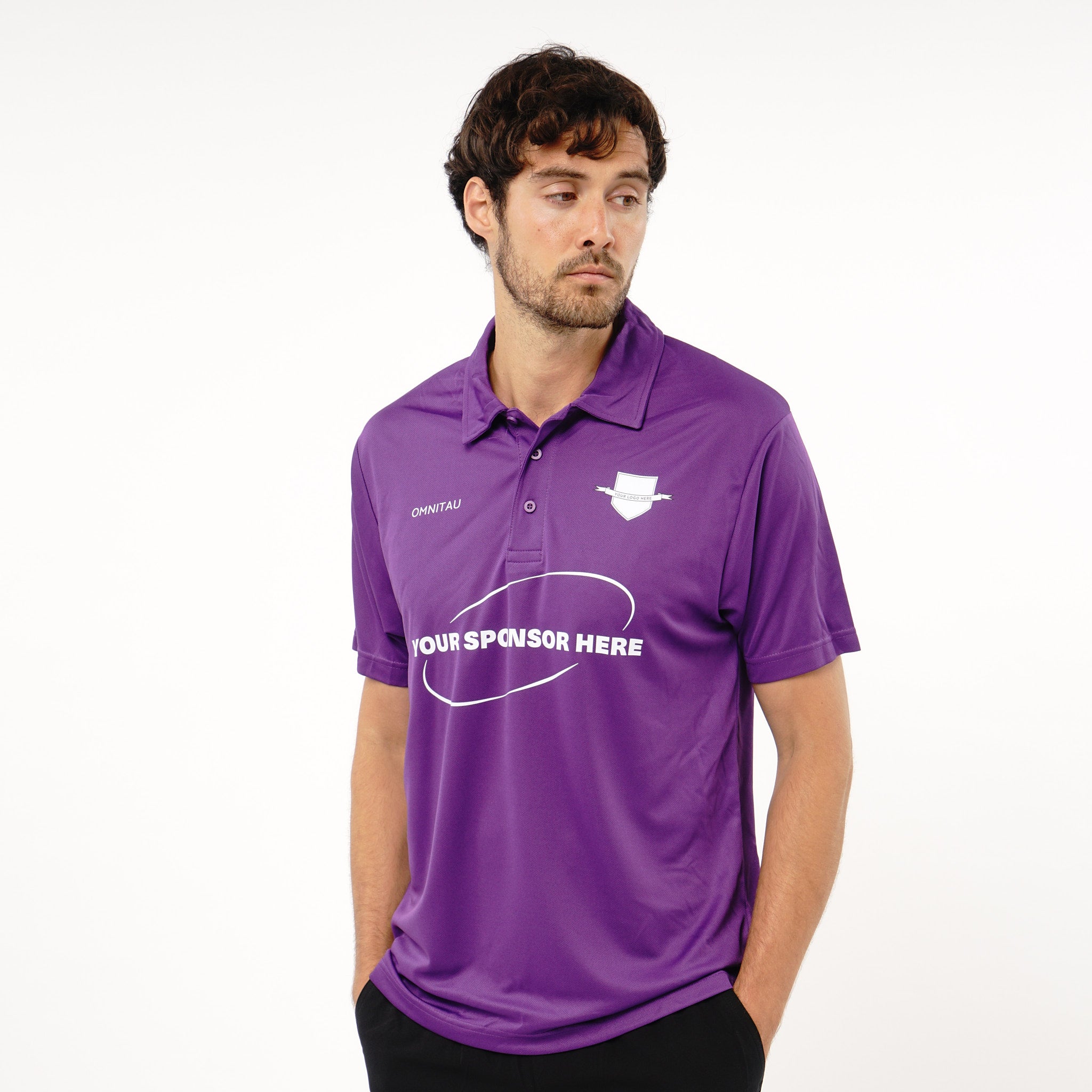 Omnitau Men's Core Football Polo Neck Shirt - Purple