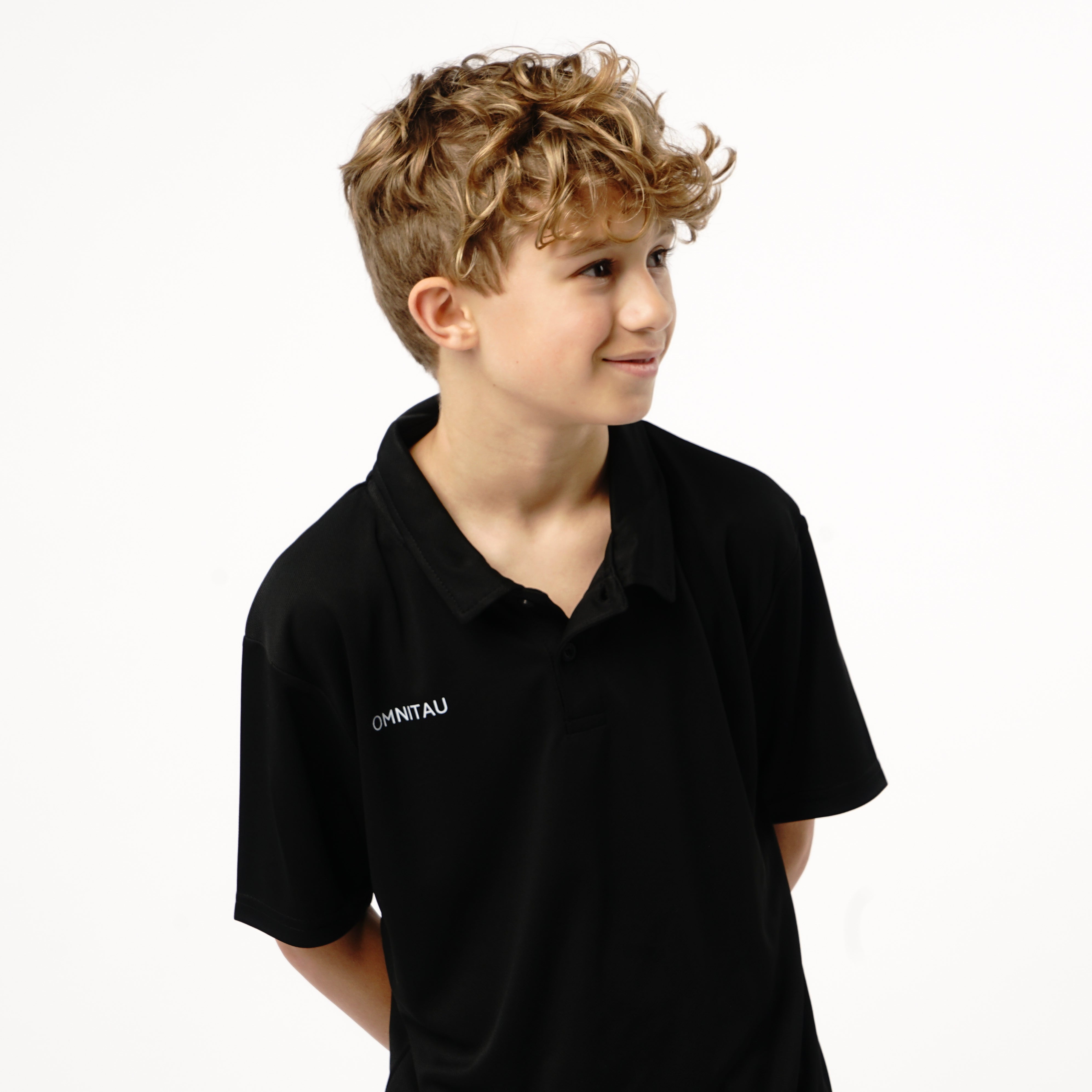 Omnitau Kid's Team Sports Core Football Polo Shirt - Black